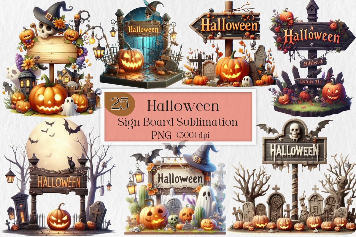 Halloween Sign Board Sublimation Png, an Illustration by Creative Art (Photo 1 of 4)