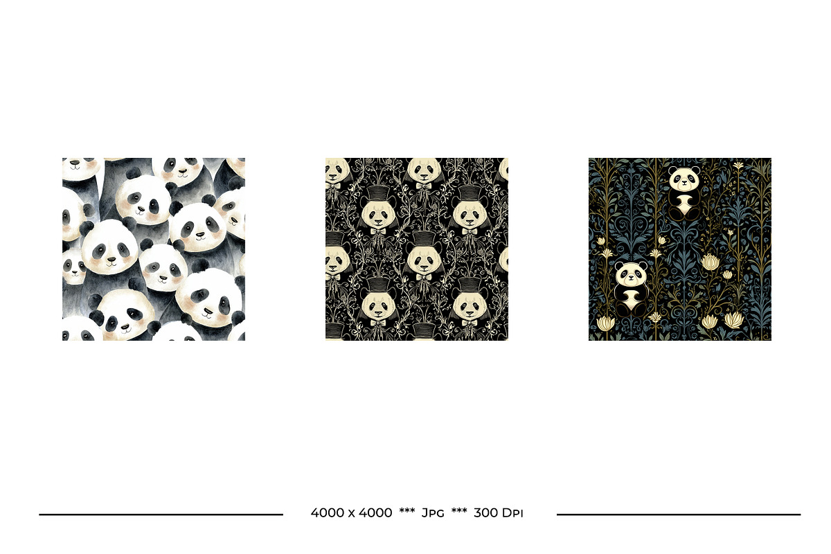 Panda Bear Retro Art Style Patterns, a Pattern Graphic by karenfoleyphoto (Photo 9 of 10)
