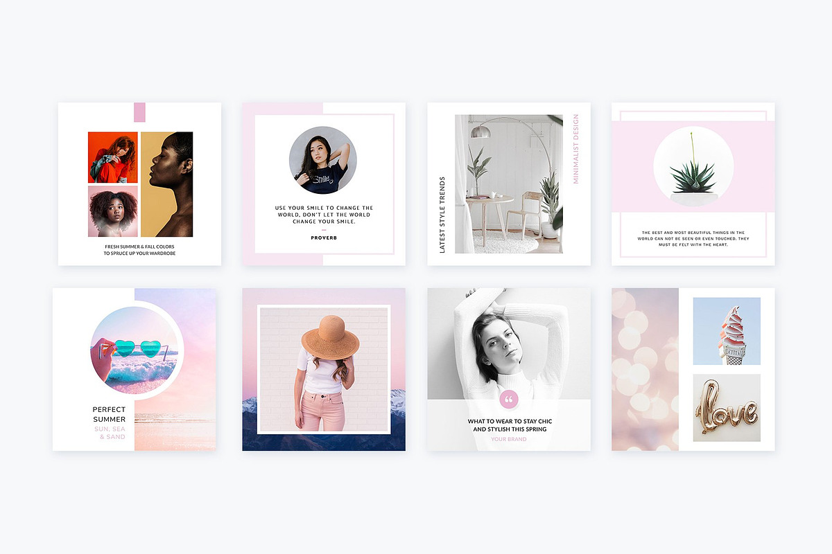 Instagram Posts Pastel Pink | CANVA, a Social Media Template by Poego ...