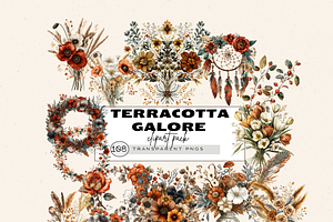 TERRACOTTA WEDDING FLORAL CLIPART