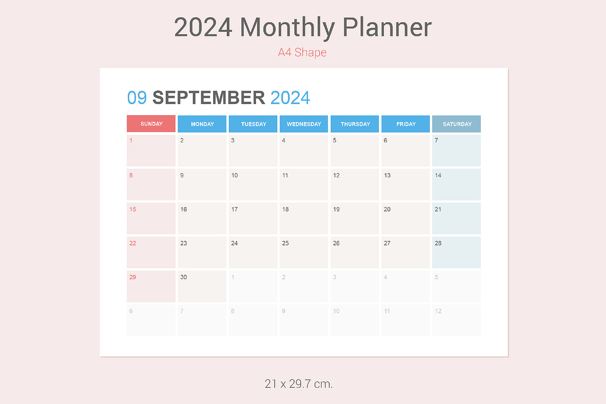 2024 Simple Calendar [Sunday], a Stationery Template by WORAKAMON Design Studio (Photo 4 of 7)