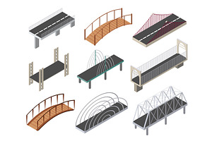 Vector Isometric Bridges Icons Set