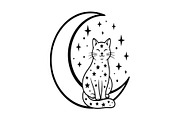 50 Cat Moon Silhouette Vector Bundle, an Illustration by jahid234 (Thumbnail 7 of 51)
