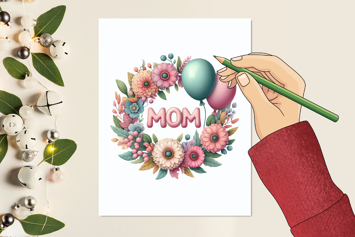 Mothers Day Wreath Sublimation, a Graphic by designcity5 (Photo 5 of 5)