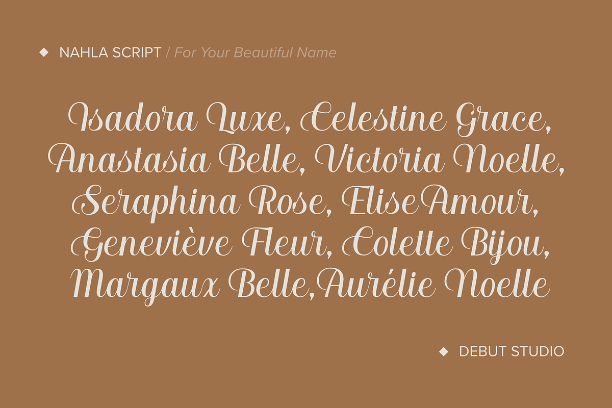 Nahla Script Regular, a Script Font by Debut Studio (Photo 6 of 16)