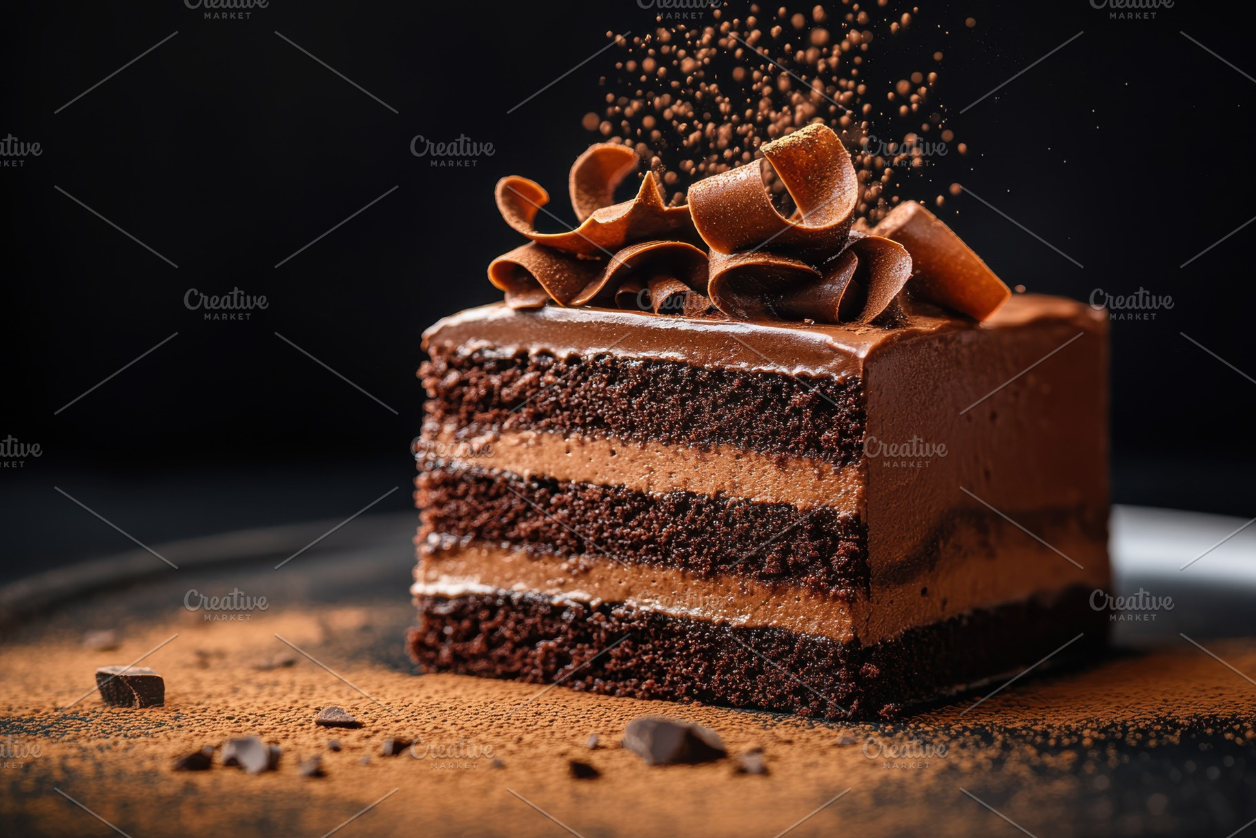 Delicious Chocolate Cake Slice with, a Background Photo by Pixeness