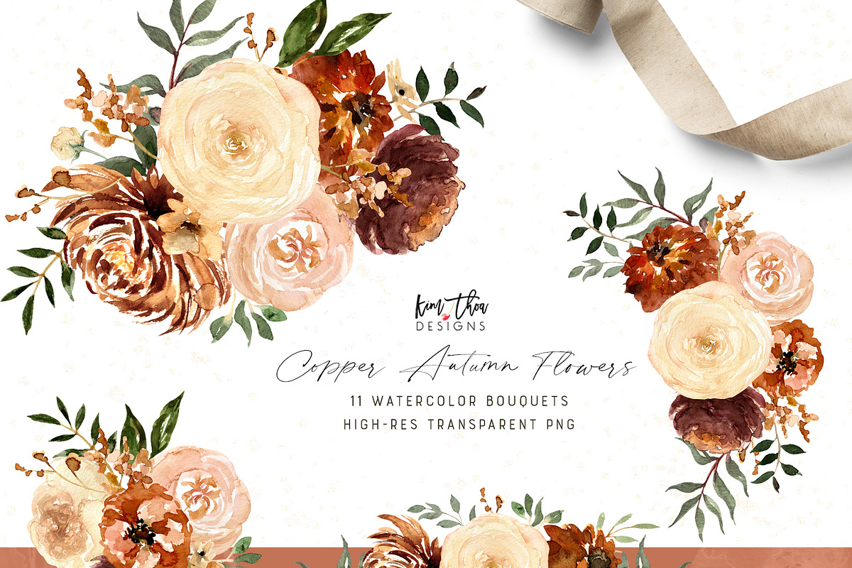 Copper Autumn Flowers, an Illustration by Kim Thoa Designs (Photo 3 of 10)