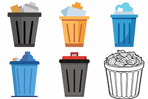 Diverse Trash Cans Filled, an Object Graphic by Billah Hub