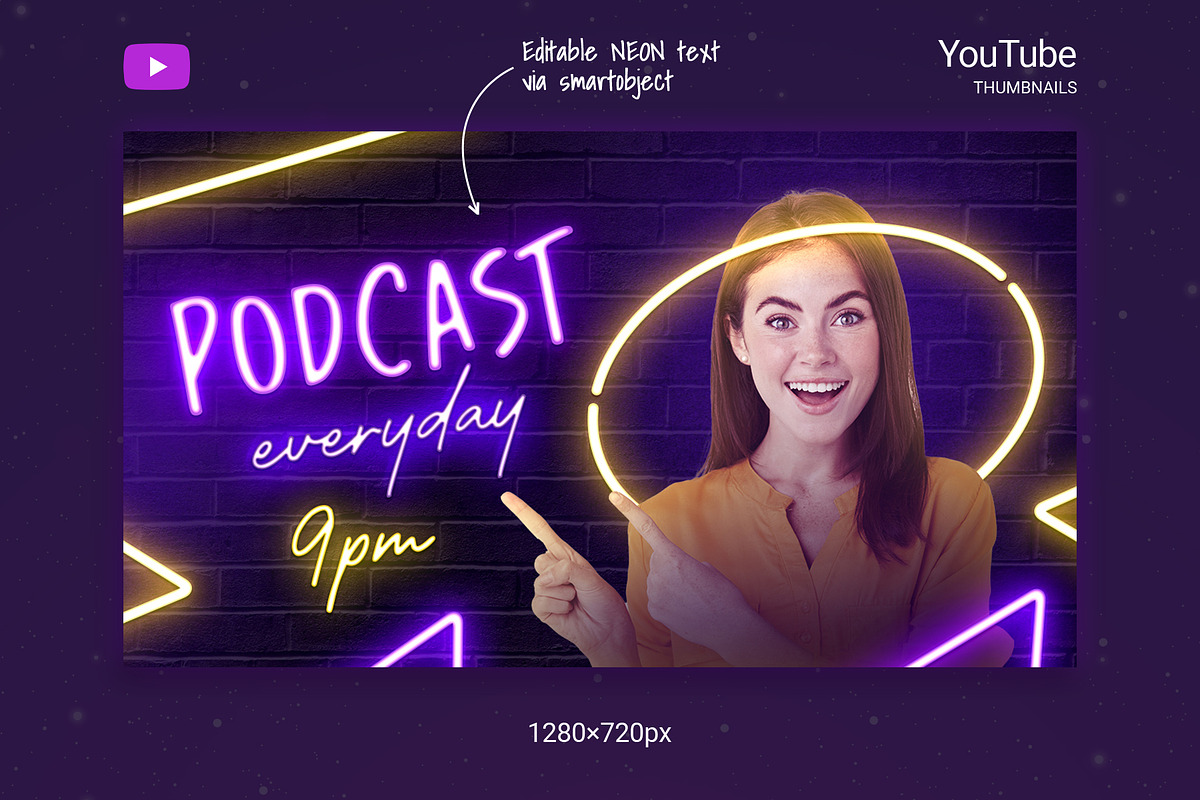 Neon YouTube Thumbnails, a Social Media Template by Andrew Skoch Design