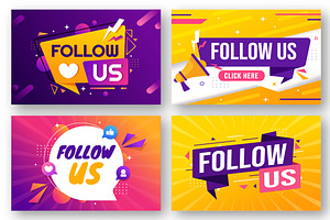 16 Follow Us And Like Illustration