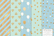 Blue & Mint Gold Foil Digital Papers, a Pattern Graphic by Amanda Ilkov (Thumbnail 2 of 4)