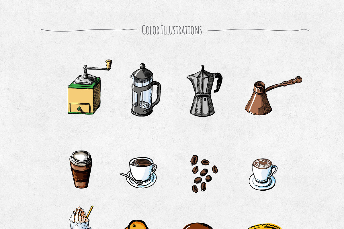 Coffee elements, a Food Illustration by graphicsoup (Photo 4 of 5)