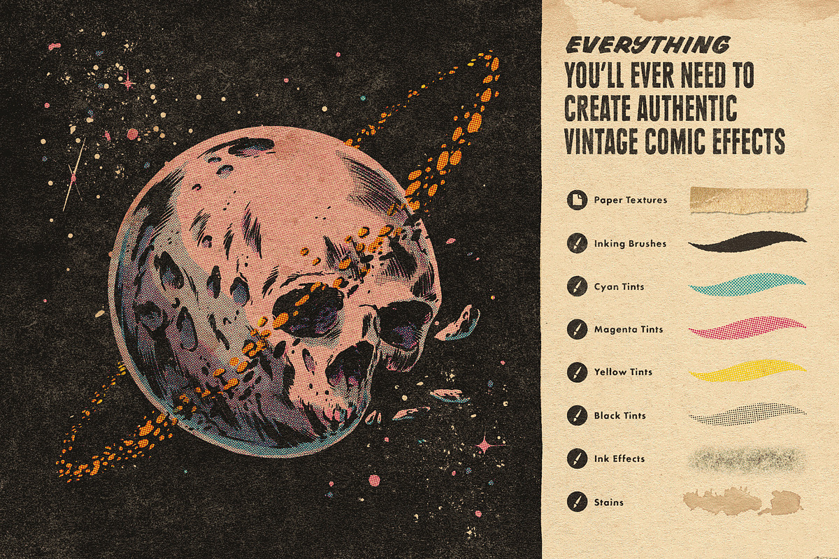 KraftTone Comic Brushes - Affinity, a Brush Add-On by True Grit Texture Supply (Photo 2 of 15)