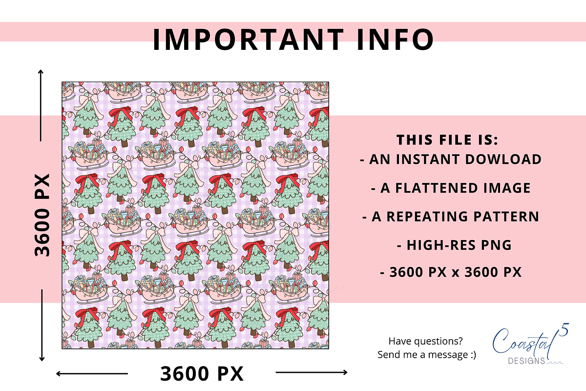 Preppy Christmas Seamless Pattern, a Pattern Graphic by Coastal 5 Designs (Photo 3 of 3)