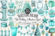 Teal Birthday Sublimation Clipart, an Illustration by Designking (Thumbnail 1 of 4)