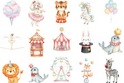 Watercolor Cute Circus Clipart, an Illustration by Designking (Thumbnail 4 of 5)
