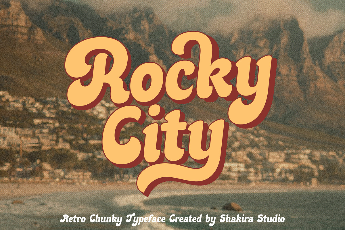 Rocky City - Retro Chunky Typeface, a Serif Font by Shakira Studio (Photo 1 of 13)