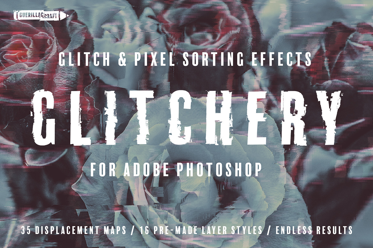 Glitchery for Adobe Photoshop, a Layer Style Add-On by Guerillacraft (Photo 1 of 8)