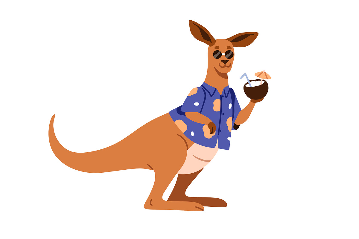 Cute happy kangaroo animals set, an Animal Illustration by Good Studio (Photo 13 of 15)