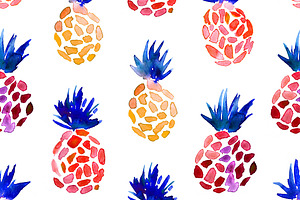 Watercolor Pineapples Pattern