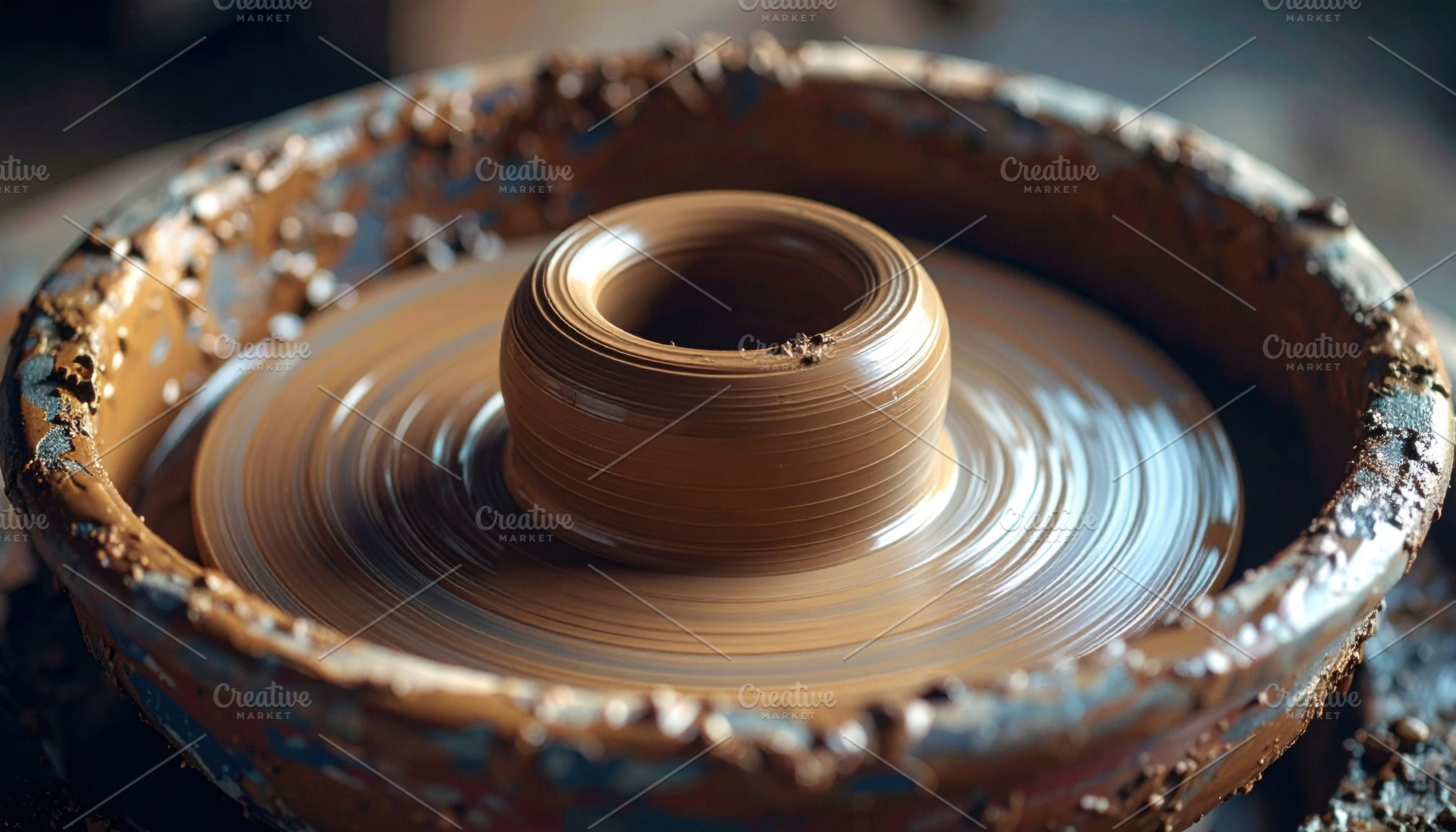 Pottery Wheel Shaping Clay Vessel, an Arts & Entertainment Photo by Davizro's Market