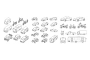Vehicles and Transportation Line Art, a Transportation Illustration by MkStudio (Thumbnail 3 of 3)