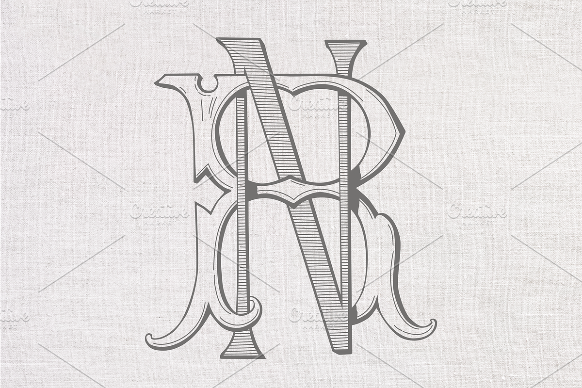 RN vintage monogram, a Decorative Illustration by Vintage Monograms