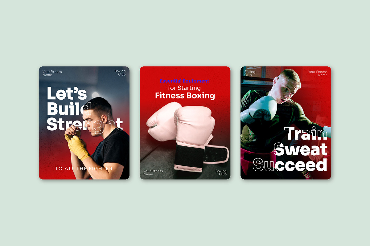 Boxing Social Media Kit Template, a Social Media Template by SecondBrain Store (Photo 2 of 10)