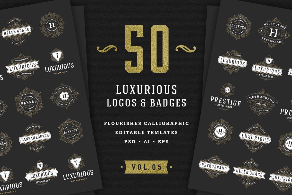 50 ornaments logos & monograms, a Branding & Logo Template by Vasya Kobelev (Photo 1 of 12)
