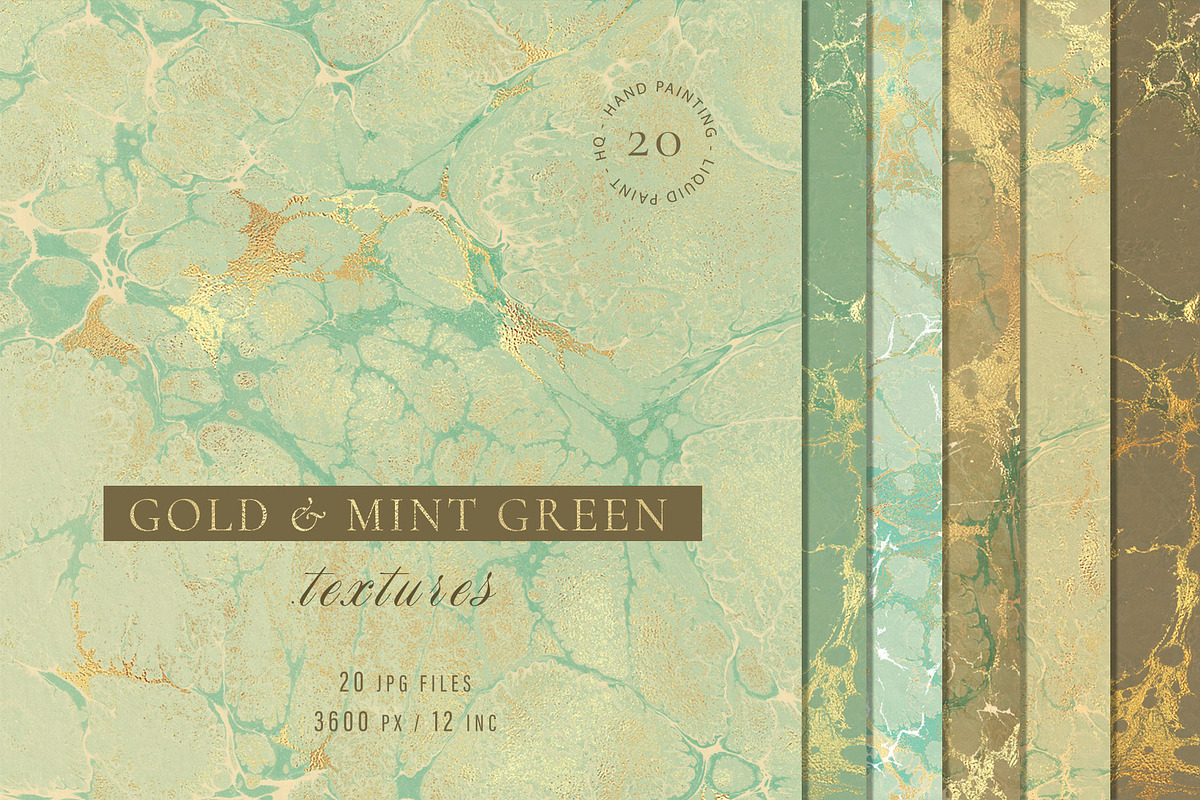Gold & Mint Green Backgrounds, a Background Graphic by Suna Kosem (Photo 1 of 9)