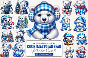 Christmas Polar Bear Blue Gingham, an Illustration by RobertsArt (Thumbnail 1 of 7)