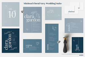 Minimal Floral Navy Wedding Suite, an Invitation Template by Azka Creative