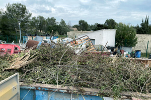 a container full of garden waste at a recycling facility, a Photo by Nito