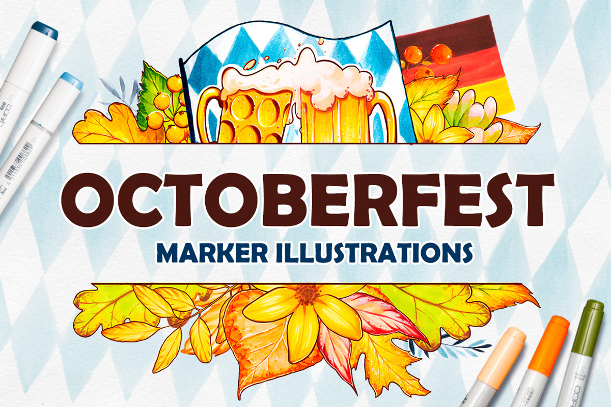 Octoberfest. Marker illustrations, a Food Illustration by AlexGreenArt (Photo 1 of 7)