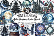 Gothic Christmas Winter Clipart, an Illustration by Designking (Thumbnail 1 of 5)