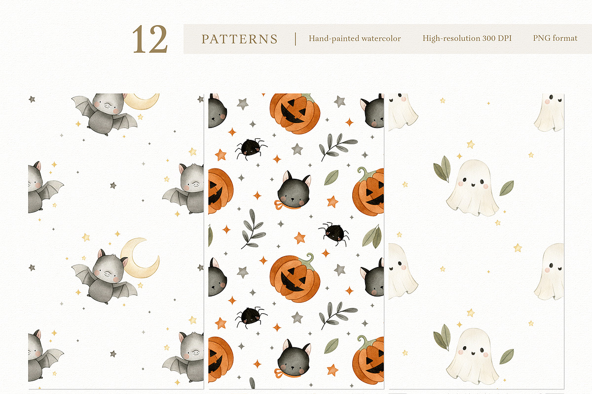 Watercolor Cute Halloween Set, a Decorative Illustration by Carol Lozove (Photo 18 of 26)