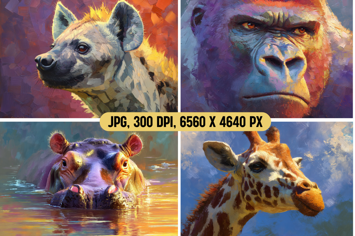 Painterly African Animal Portraits, an Animal Illustration by PrintHaven Designs (Photo 7 of 11)