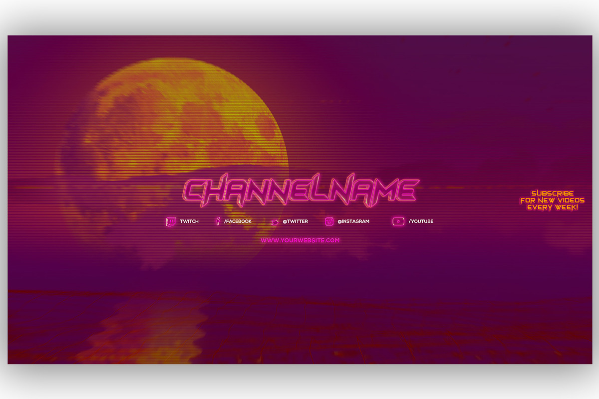 3 Retro Youtube Channel Art Banners, a Social Media Template by RussGFX (Photo 4 of 6)