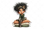 Quirky Grumpy Black Girl Clipart, a Seasonal Illustration by Craft Nest (Thumbnail 12 of 12)
