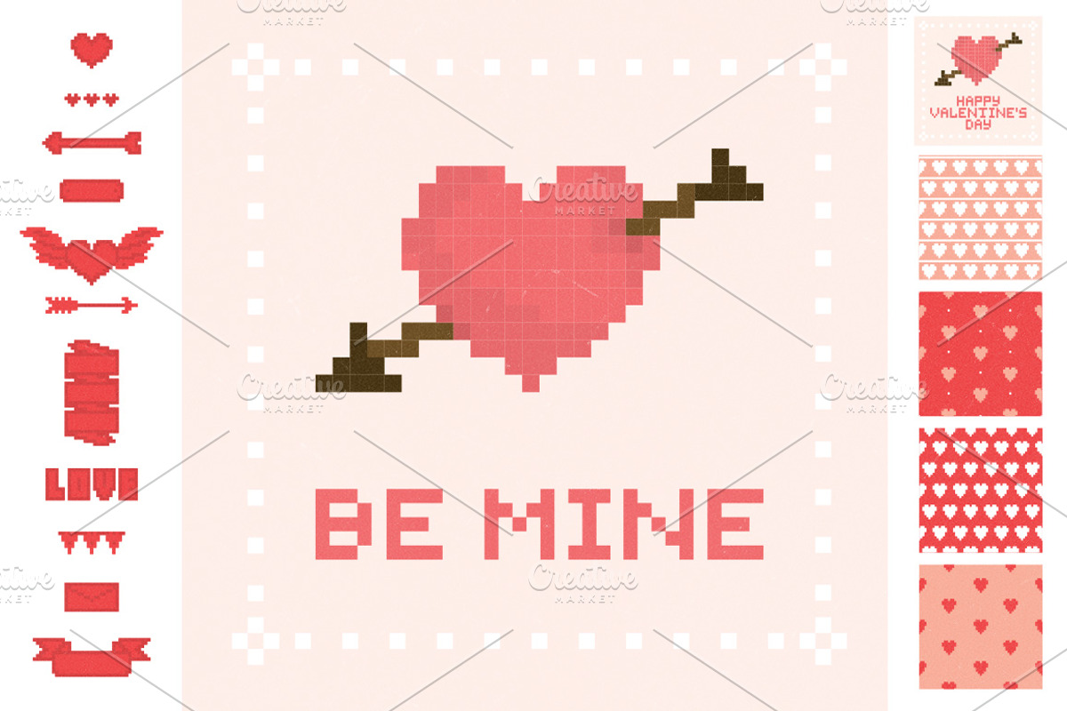 Pixel Valentine's Day set