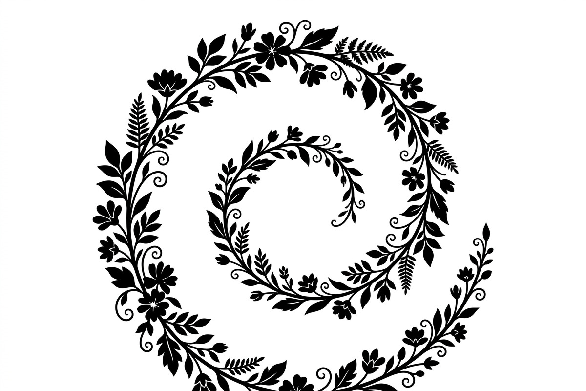 50 Elegant Floral Leaf Spiral Frame, a Decorative Illustration by Amazin_art (Photo 21 of 41)