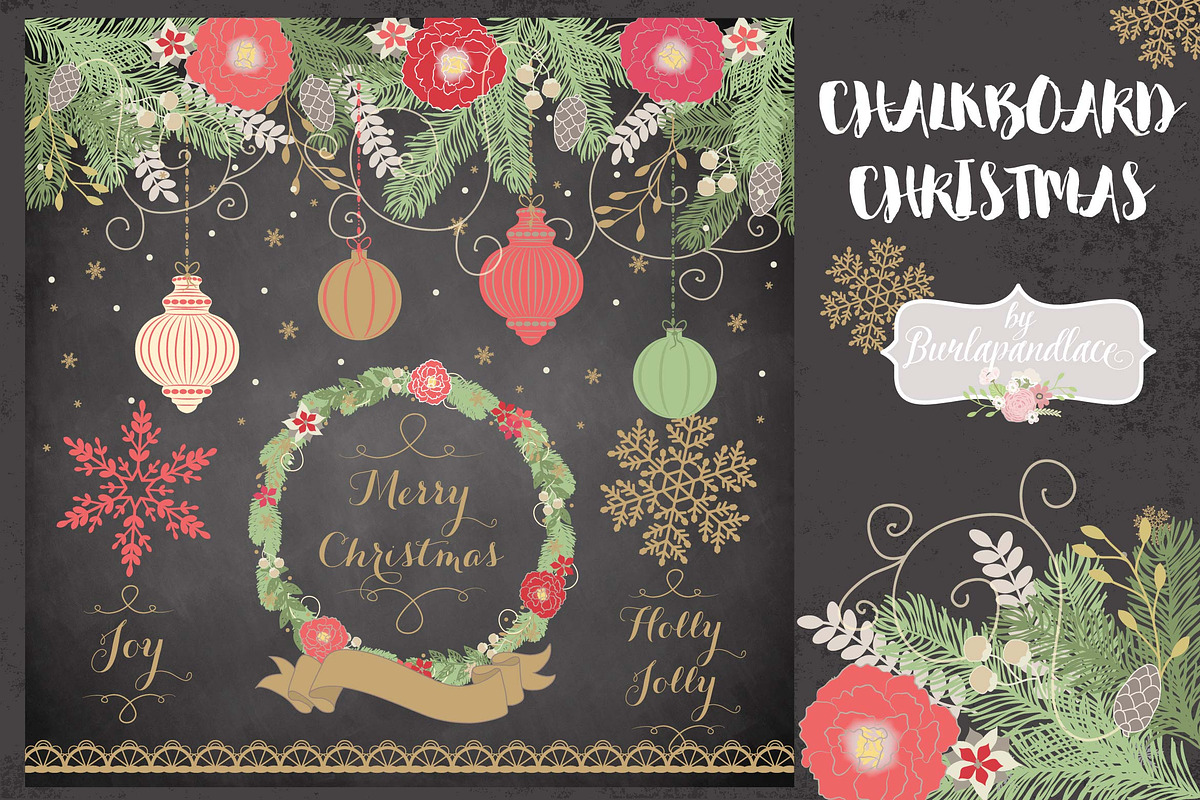 -50%Sale Chalkboard Christmas design, an Illustration by burlapandlace