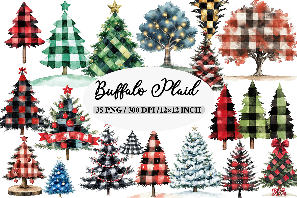 Buffalo Plaid Christmas Tree Clipart, an Illustration by Daily.Designs (Photo 1 of 5)
