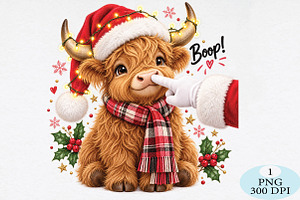 Christmas Cow Nose Boop PNG