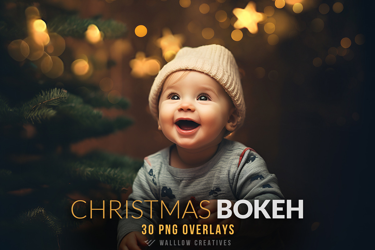 30 Christmas bokeh overlay PNG, an Action Add-On by Walllow Creatives (Photo 1 of 7)