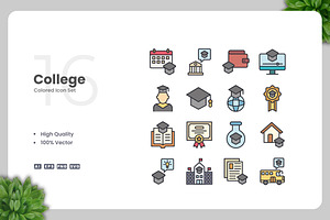 College Colored Icons, an Icon by Upnowgraphic