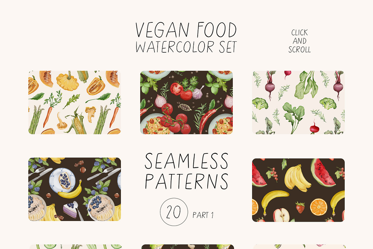 VEGAN FOOD watercolor set, a Food Illustration by Yuliia Lashevska (Photo 10 of 14)