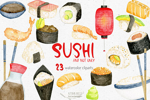 Watercolor Sushi Clipart