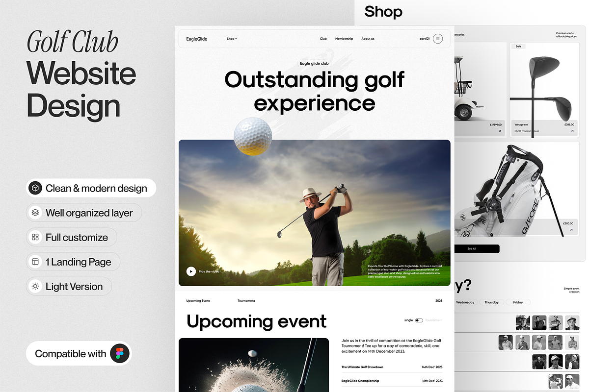 Golf Club Landing Page, an UI Kit Template by sajon.co