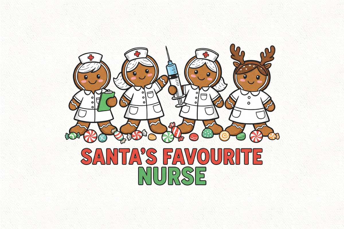 Nurse Gingerbread Christmas PNG, an Illustration by CraftArtStudio (Photo 1 of 4)
